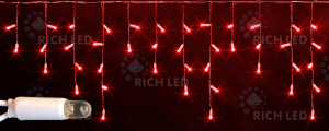 Светодиодная бахрома Rich LED 3х0.5 м белый резиновый провод, IP65, герметичный колпачок, красная