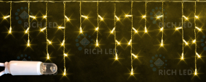 Светодиодная бахрома Rich LED 3х0.5 м белый резиновый провод, IP65, герметичный колпачок, желтая