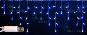 Светодиодная бахрома Rich LED 3х0.5 м белый резиновый провод, синяя