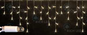 Светодиодная бахрома Rich LED 3х0.5 м белый резиновый провод,теплый белый