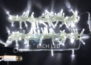 Светодиодная гирлянда Rich LED Нить 10 м, 220В, герметичный колпачок, IP65, постоянного свечения, соединяемая, прозрачный провод, белая