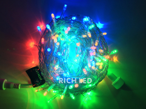 Светодиодная гирлянда Rich LED Нить 10 м, 220В, герметичный колпачок, IP65, постоянного свечения, соединяемая, прозрачный провод, мульти