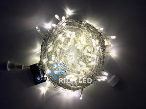 Светодиодная гирлянда Rich LED Нить 10 м, 220В, соединяемая, постоянного свечения, прозрачный провод, ТЕПЛЫЙ БЕЛЫЙ, RL-S10C-220V-T/WW