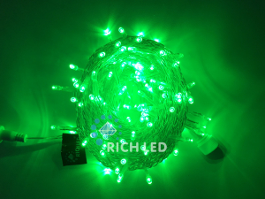 Светодиодная гирлянда Rich LED Нить 10 м, 220В, соединяемая, постоянного свечения, прозрачный провод, ЗЕЛЕНЫЙ, RL-S10C-220V-T/G