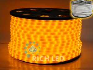 Светодиодный дюралайт Rich LED 2-х проводной, молочный матовый, 13 мм, желтый